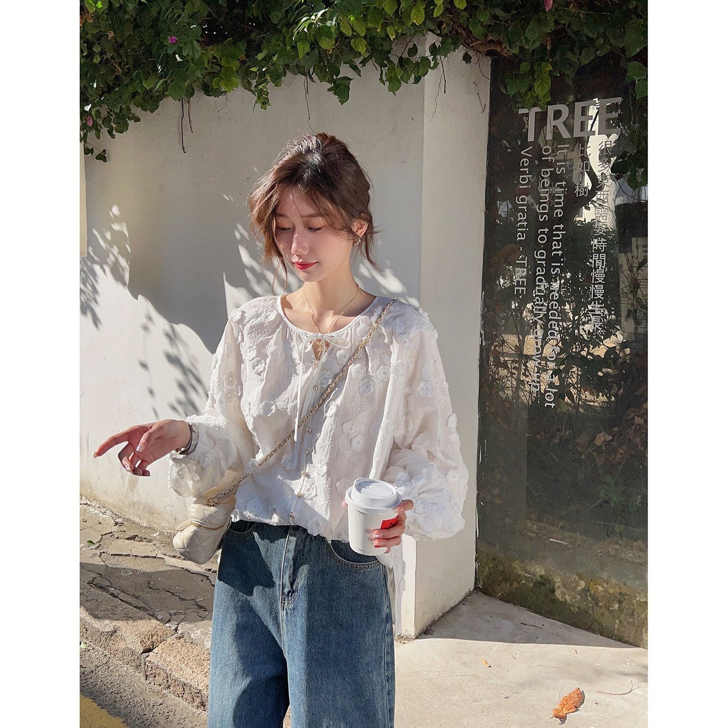 Design Puff Sleeve White Shirt Gentle Sweet French Minority Chic Top Young-Looking Small Shirt Spring