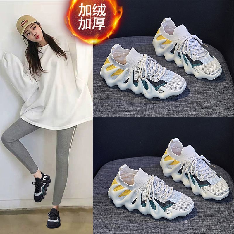 Soft Bottom Lightweight Sneakers Women's Autumn and Winter Fleece-Lined Warm Two Cotton 2024 New Octopus Coconut Shoes Casual Casual