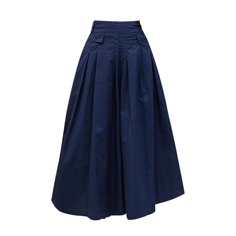 High Waist Culottes Women's Spring and Summer New Solid Color Loose Wide-Leg Pants Elastic Waist Casual Cropped Pants Ins Fashion Pants