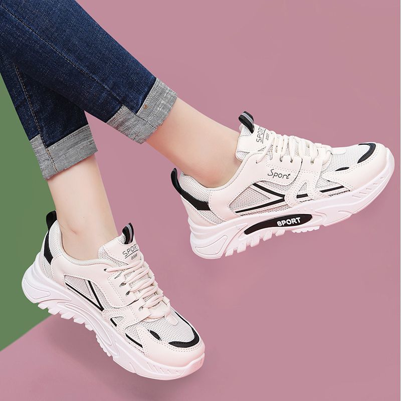 Women's Non-Slip Shoes Breathable Sneakers Women's Autumn Mesh Casual Shoes Summer Running Daddy Shoes Women's Ins Fashion