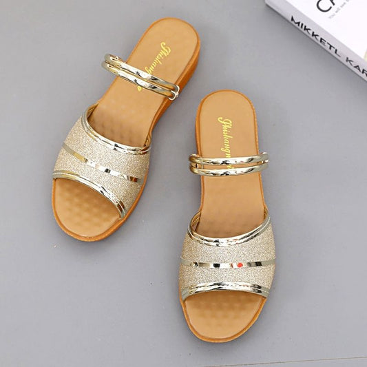 Women's Slippers 2024 Summer Two-Piece Soft Bottom Non-Slip Wearable and Trendy Casual All-Match High-End Sandals for Moms