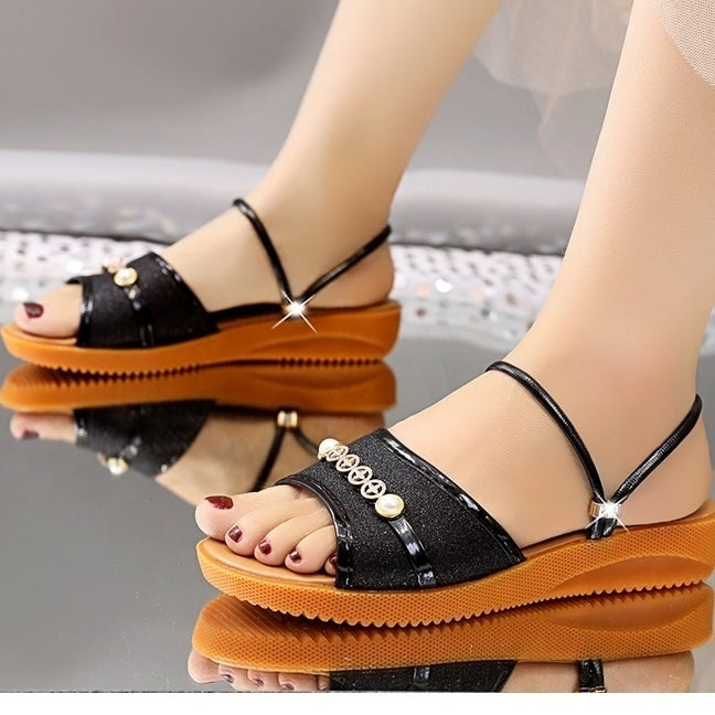 Women's Sandals 2023 Summer New Western Style All-Matching Outdoor Mom Sandals Two-in-One Beef Tendon Soft Sole Shoes