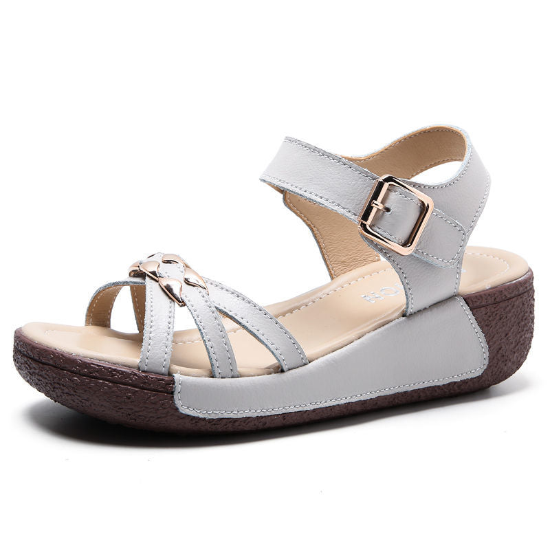 Woodpecker Leather Soft Bottom Outdoor Sandals for Women 2023 Summer Thick Bottom Non-Slip All-Matching Muffin Soft Bottom Women's Sandals for Women