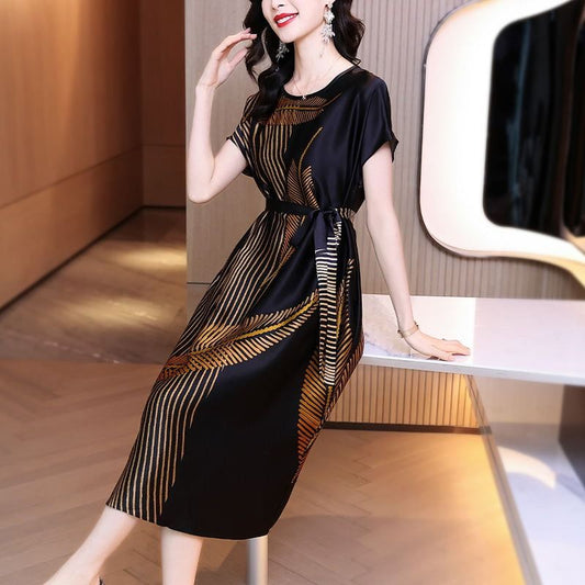 Hangzhou Famous Mother Summer Silk Mulberry Silk Dress Draping Effect High-End Elegant Xiangyun Yarn Skirt