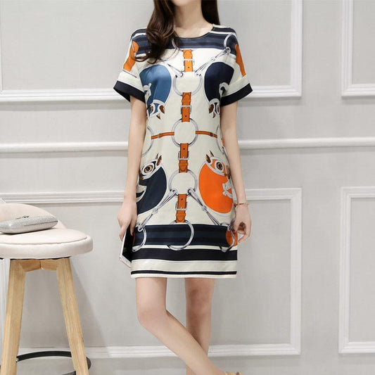 Hong Kong International Famous Silk Dress for Women 2024 Summer New Midi Skirt A- line Dress