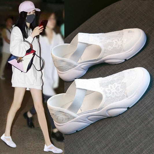 White Shoes for Women 2022 Summer New Slip-on Platform Sandals Hollow out Fisherman Shoes Breathable Smart Flat Shoes