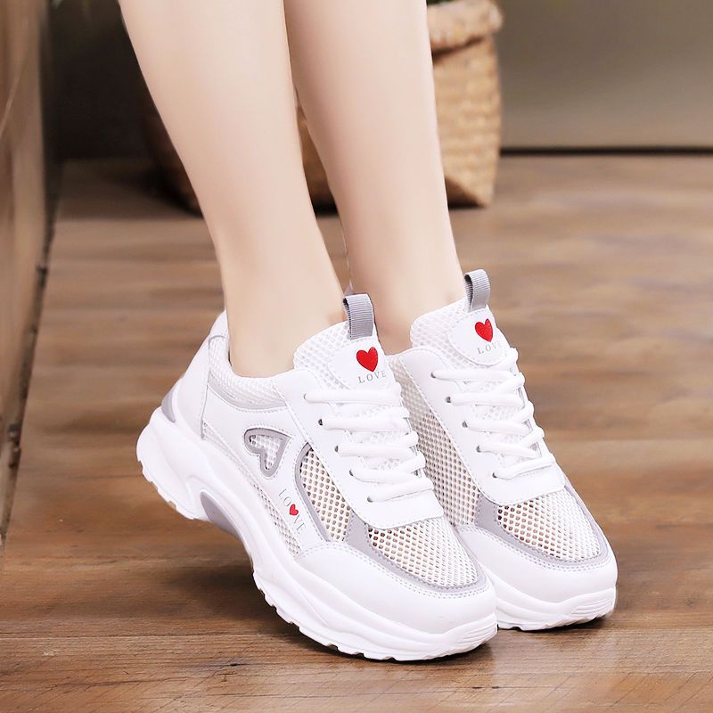 Popular New 2024 Summer Breathable Sneakers Women's Shoes Women's Soft Sole Shoes Korean Casual All-Match White Shoes Women's
