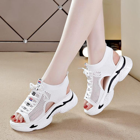 Foreign Trade Exported to Italy Big Brand Balance Cargo Original Order Withdraw from Cupboard Oem Goods Tail Goods Knitted Peep Toe Sandals Women's Flat