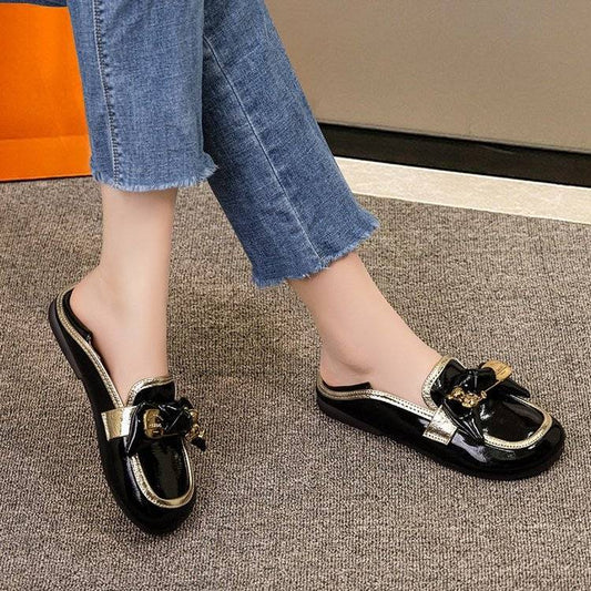 Genuine Leather Doug Shoes 2024 New Spring Summer Shoes Women Slip-on Comfortable Loafers One Pair of Shoes for Two Uses Shoes Women