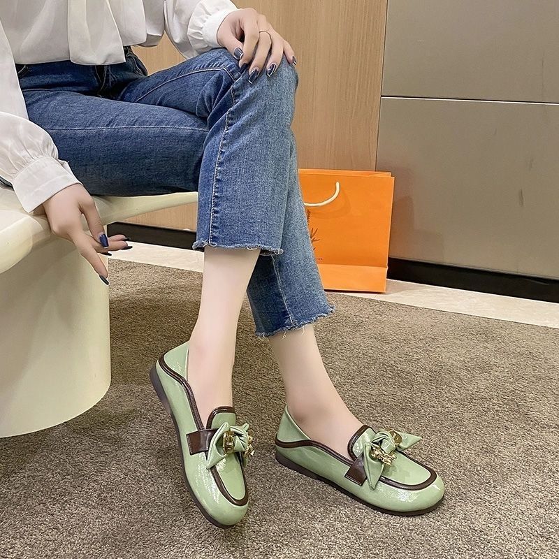 Plover Genuine Leather Soft Bottom Gommino 2022 New Slip-on Spring and Autumn Single-Layer Shoes round Toe Vintage Not Tired Feet Women's Shoes