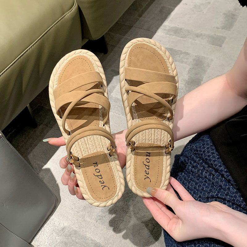 Size 43 plus Size Roman Sandals Women's Two-in-One Two-in-One Popular Outdoor Super Fairy Wild Flat Heel Beach Shoes 2023