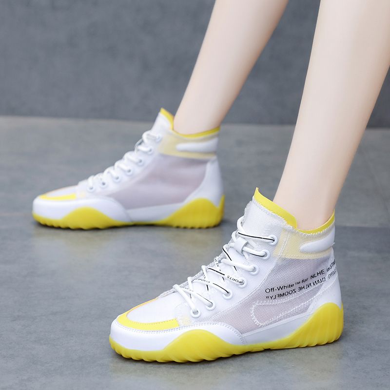 Women's Shoes 2024 Fashionable Shoes Western Style Internet Celebrity Summer New High-Top Shoes Breathable Gauze Canvas Jelly Shoes Mesh Shoes