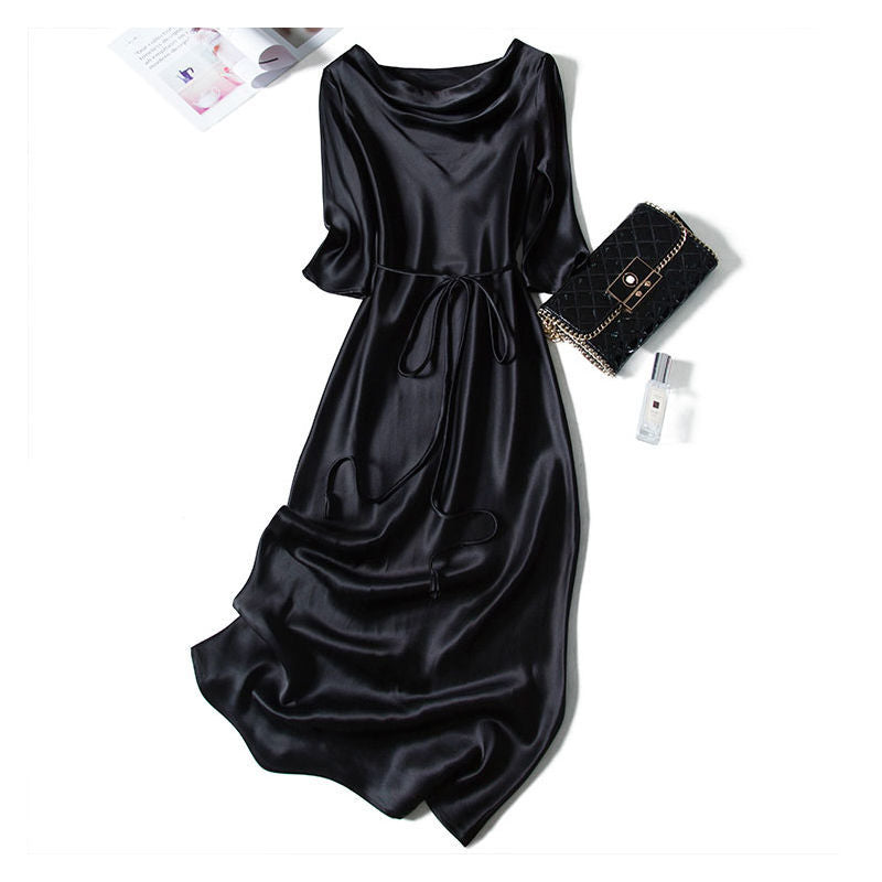 Summer French Style Temperament Dress Mid-Length Lady Slimming Sexy Light Luxury