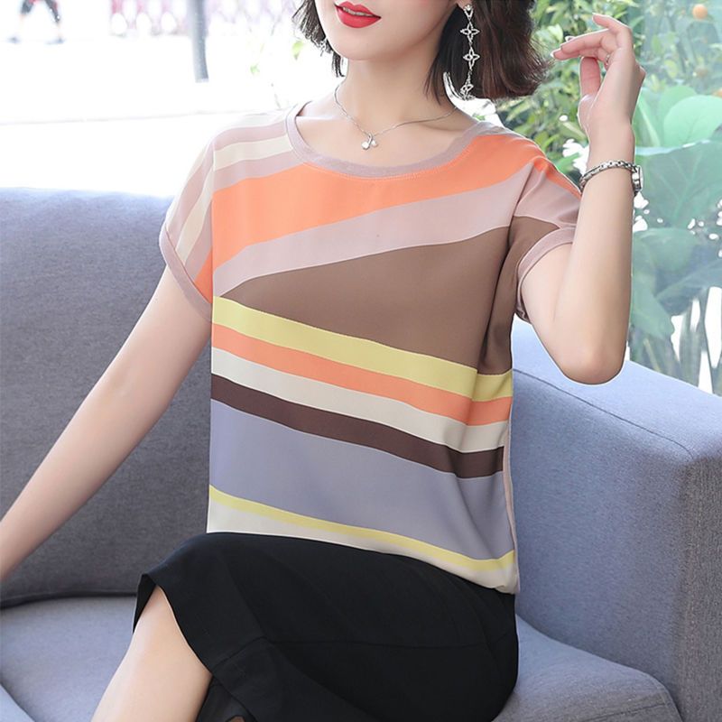 Mom Clothes Summer Clothing Short Sleeve T-shirt Clothes Two-Piece Suit Middle-Aged Women Western Style Youthful-Looking Middle-Aged and Elderly 40-Year-Old 50 Suit