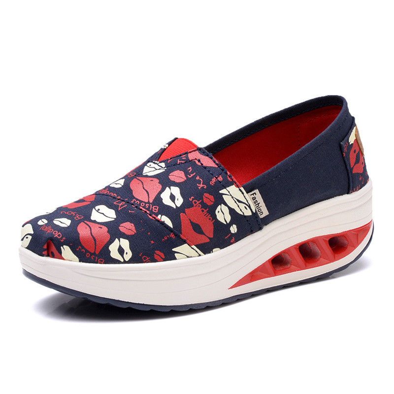 Spring and Autumn Old Beijing Rocking Shoes Women's Canvas Work Shoes Women's Flying Woven Shoes Slip-on Lazy Shoes Women's Platform Hollow out Shoes
