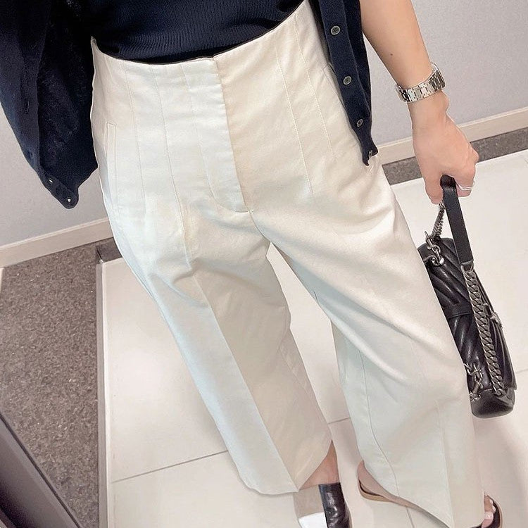 2024 Spring and Summer Chic Beautiful All-Match Casual Wide-Leg Pants Pear Shapes High Waist Cropped Harem Pants for Women