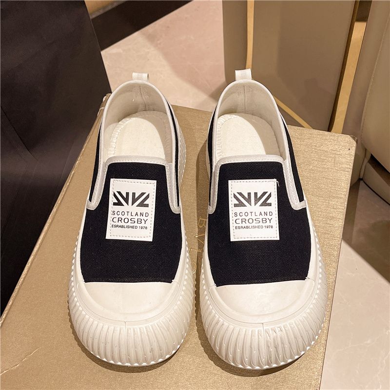 2024 Spring and Autumn New Korean Style Fashionable All-Match Women's Single-Layer Canvas Shoes Slip-on Platform Student Shoes Fashion Shoes for Women