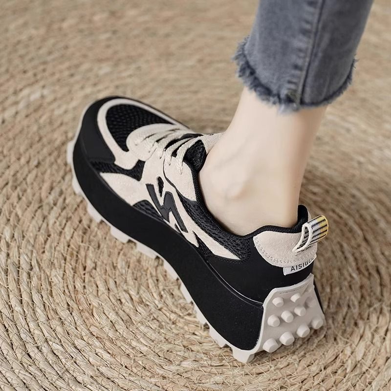 Fashionable Daddy Shoes Women's Thick Bottom Increased Cortez 2024 Spring New All-Match Waffle Casual Sneakers