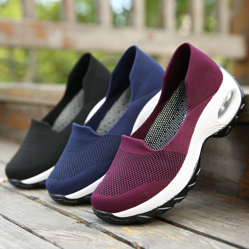 Summer and Autumn Goddess Versatile Fashionable Breathable Lightweight Rocking Shoes Increased Large Size Casual Lazybones' Shoes Mesh Woven Sock Shoes