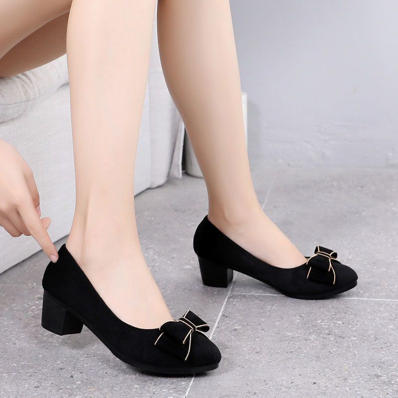 Old Beijing Cloth Shoes Ladies New Pumps Soft Bottom Non-Slip High Heel Long Standing Not Tired Shoes Shoes for Work Slip-on