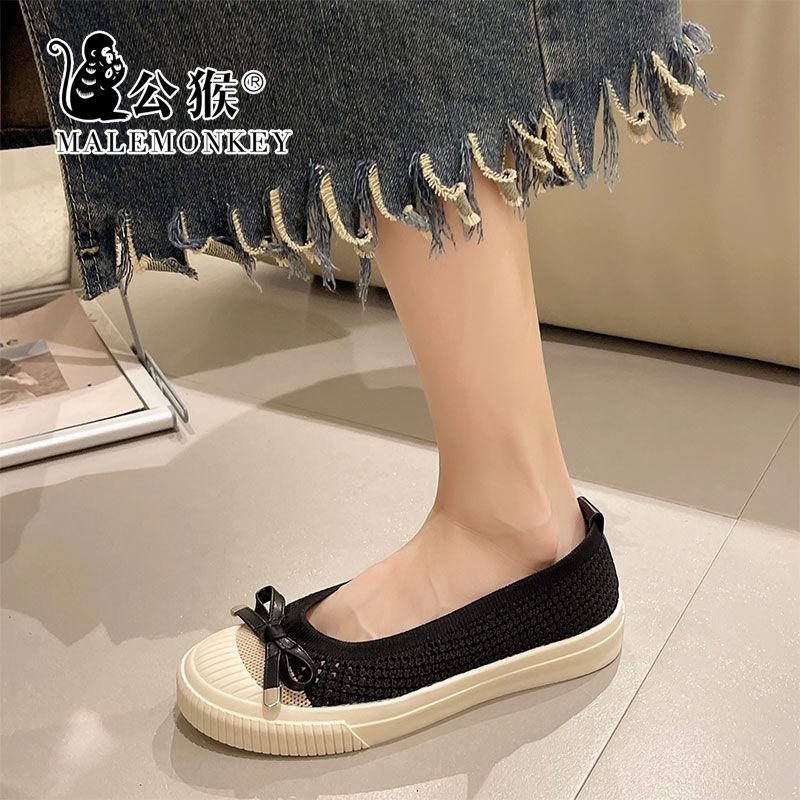 Male Monkey Japanese Princess Fisherman Shoes Women's 2024 New All-Match Flying Woven Breathable Flat Shoes Slip-on Lazybones' Shoes