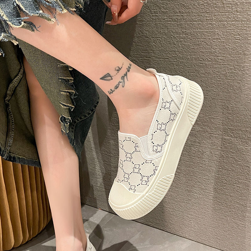 2024 Spring and Autumn New Korean Style Fashionable All-Match Women's Single-Layer Canvas Shoes Slip-on Platform Student Shoes Fashion Shoes for Women