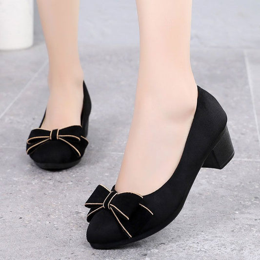 Old Beijing Cloth Shoes Ladies New Pumps Soft Bottom Non-Slip High Heel Long Standing Not Tired Shoes Shoes for Work Slip-on