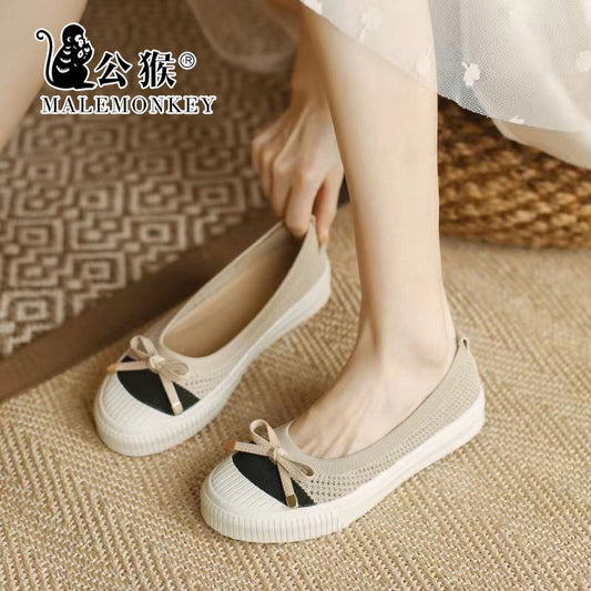 Male Monkey Japanese Princess Fisherman Shoes Women's 2024 New All-Match Flying Woven Breathable Flat Shoes Slip-on Lazybones' Shoes