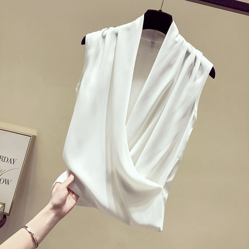 Sleeveless Top Women's Summer New Women's Clothing Korean Style Loose Western Style Women's Shirt All-Matching Outer Wear Belly Covering Vest Fashion