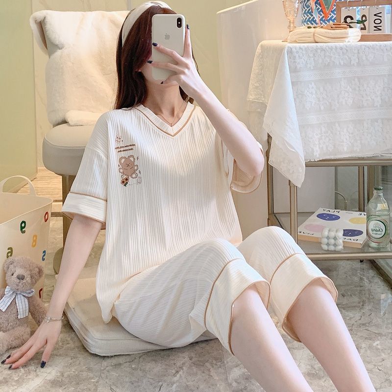 Bộ Đồ Ngủ 100% Cotton Nữ Xuân Thu Đông Dài Tay Quần Mới Rời Và Dễ Thương Của Cô Gái Mặc Nhà Bộ Đồ Mùa Thu