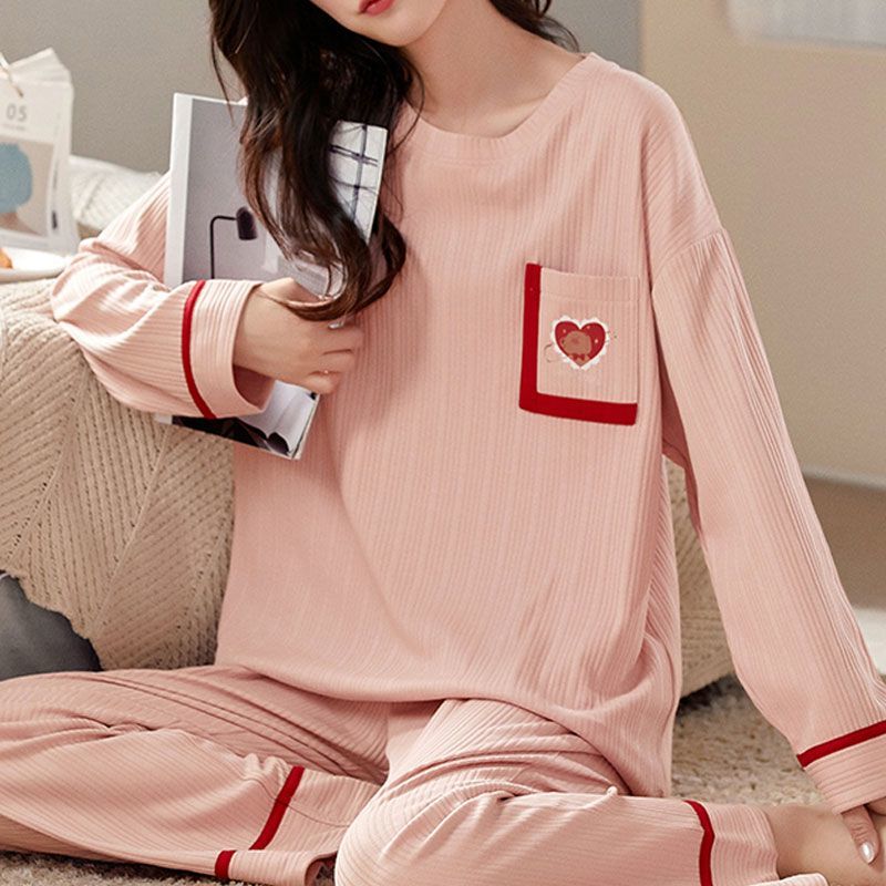 Bộ Đồ Ngủ 100% Cotton Nữ Xuân Thu Đông Dài Tay Quần Mới Rời Và Dễ Thương Của Cô Gái Mặc Nhà Bộ Đồ Mùa Thu