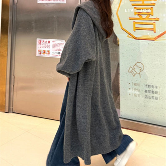 Áo khoác cardigan dệt kim có mũ