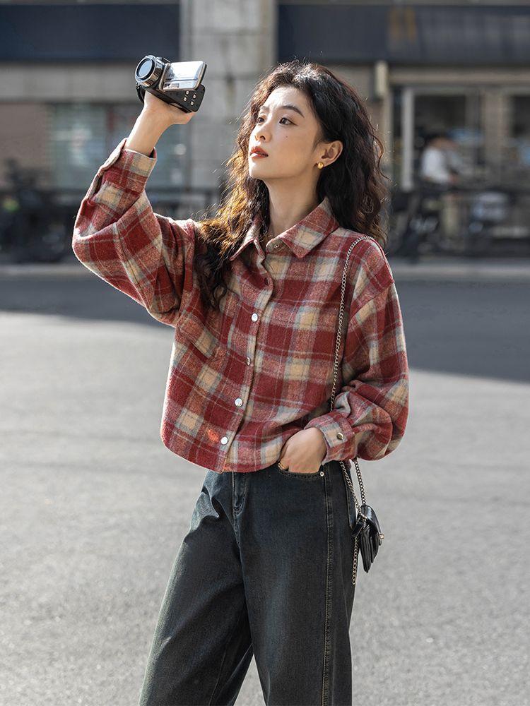 Early spring new plaid short sleeve shirt