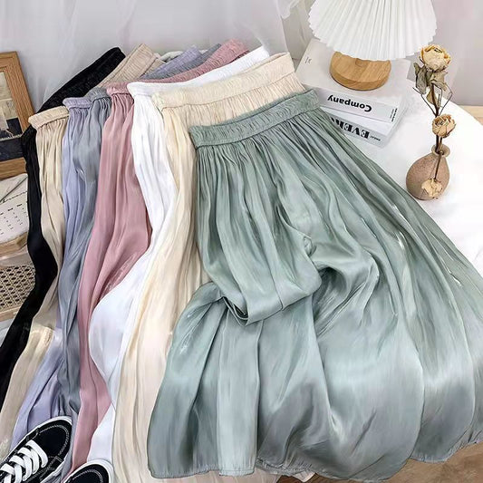 Váy Chiffon Ngọc Trai Nữ Kích Thước Lớn Mùa Hè Mỏng Cao Cấp Tôn Dáng Nữ Tiên Tử A-line Váy Midi Xếp Ly