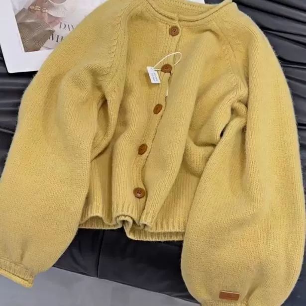 MILLI MILLU Small Sized Man's Wear Yellow Outerwear Knitwear Soft Glutinous Advanced Lazy Sweater Autumn and Winter