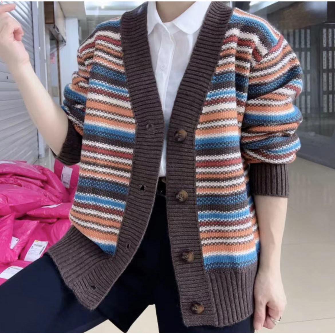 Dệt Kim Cardigan Áo Khoác Nữ Phong Cách Phương Tây