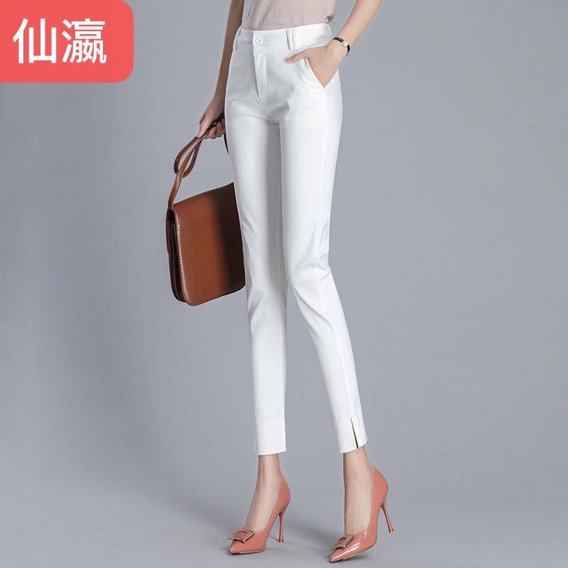 White Pants High Waist Slimming 2024 Spring, Summer and Autumn New Cropped Straight Ankle-Tied Pants Casual Loose Suit Pants Women