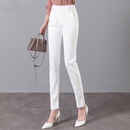 White Pants High Waist Slimming 2024 Spring, Summer and Autumn New Cropped Straight Ankle-Tied Pants Casual Loose Suit Pants Women