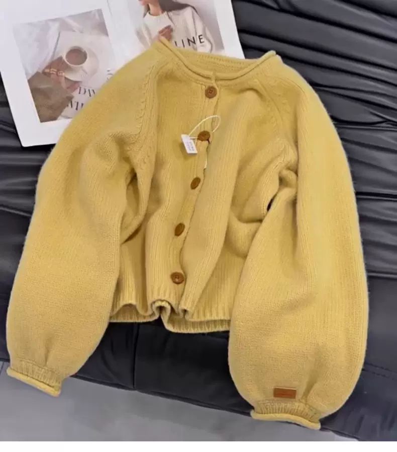 MILLI MILLU Small Sized Man's Wear Yellow Outerwear Knitwear Soft Glutinous Advanced Lazy Sweater Autumn and Winter