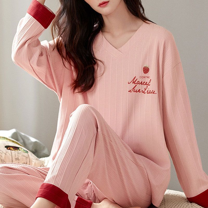 Bộ Đồ Ngủ 100% Cotton Nữ Xuân Thu Đông Dài Tay Quần Mới Rời Và Dễ Thương Của Cô Gái Mặc Nhà Bộ Đồ Mùa Thu