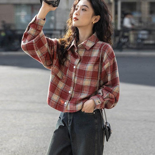 Early spring new plaid short sleeve shirt