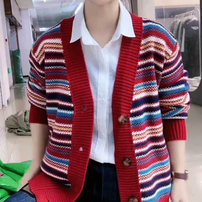 Dệt Kim Cardigan Áo Khoác Nữ Phong Cách Phương Tây