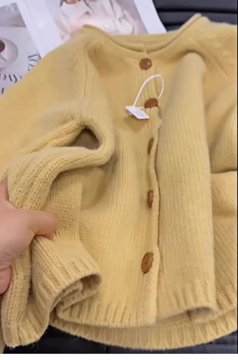 MILLI MILLU Small Sized Man's Wear Yellow Outerwear Knitwear Soft Glutinous Advanced Lazy Sweater Autumn and Winter