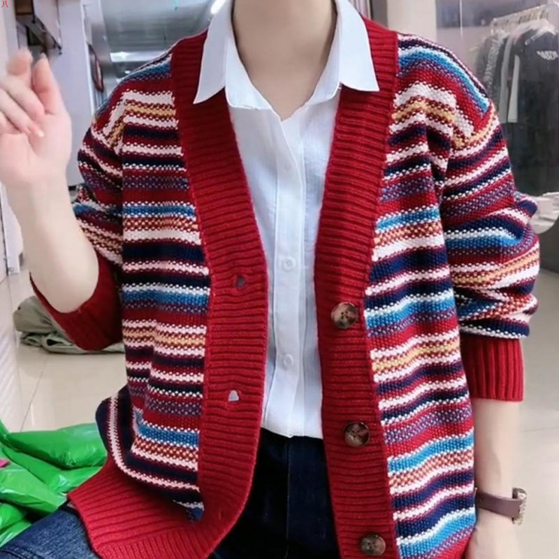 Dệt Kim Cardigan Áo Khoác Nữ Phong Cách Phương Tây