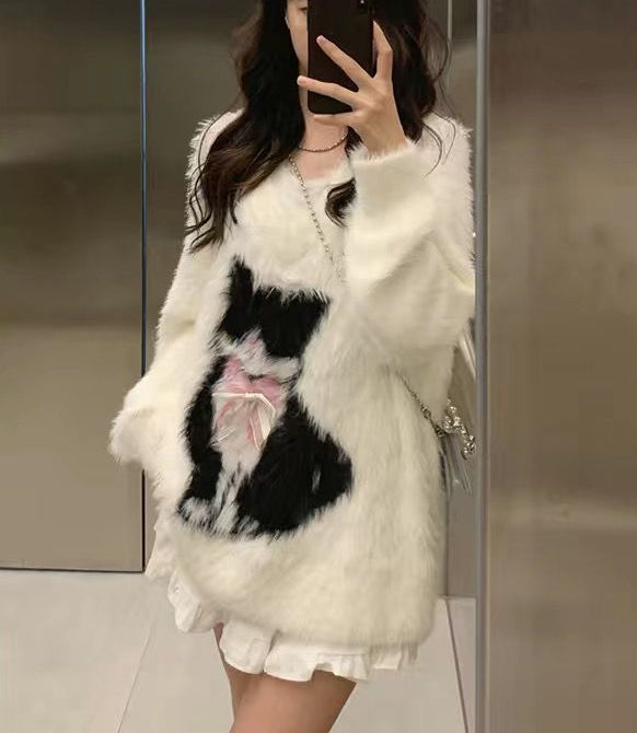 Korean Style Soft Glutinous Mink-Like V-Neck Sweater Coat Women'S Autumn And Winter Milk Fufu High-Grade Pure Desire Style Sweater Top