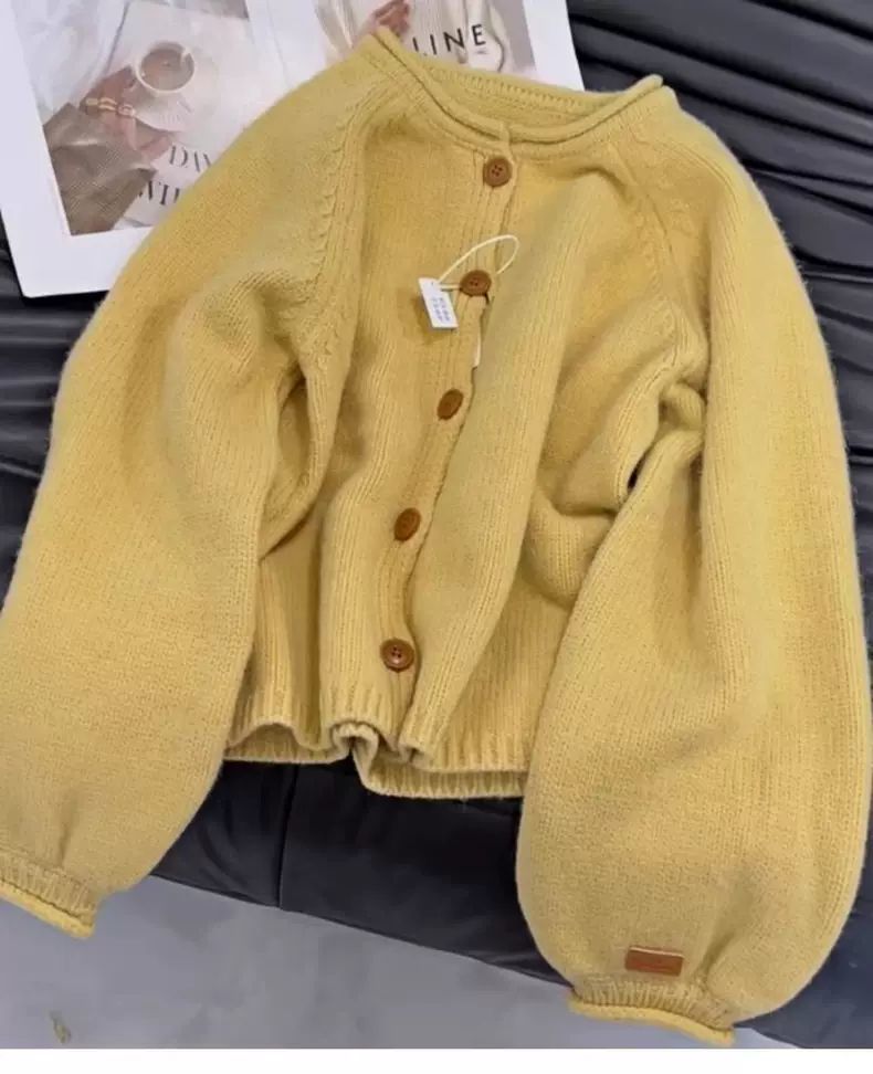 MILLI MILLU Small Sized Man's Wear Yellow Outerwear Knitwear Soft Glutinous Advanced Lazy Sweater Autumn and Winter