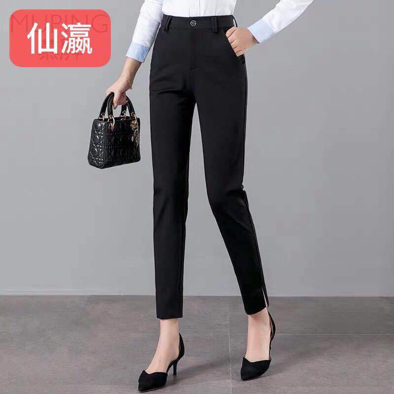 White Pants High Waist Slimming 2024 Spring, Summer and Autumn New Cropped Straight Ankle-Tied Pants Casual Loose Suit Pants Women