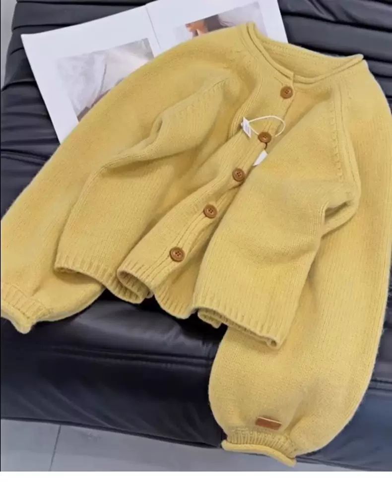 MILLI MILLU Small Sized Man's Wear Yellow Outerwear Knitwear Soft Glutinous Advanced Lazy Sweater Autumn and Winter