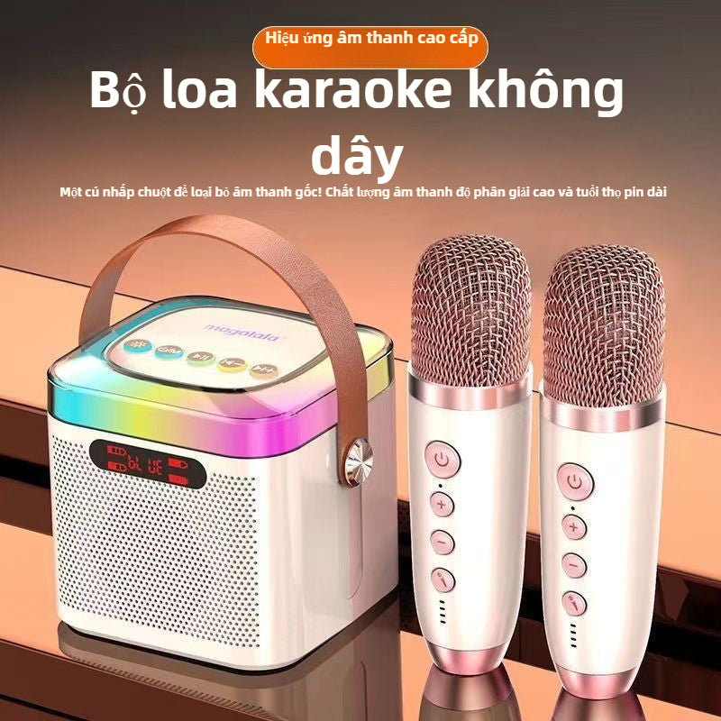 Bộ karaoke gồm loa và 2 mic hát smart