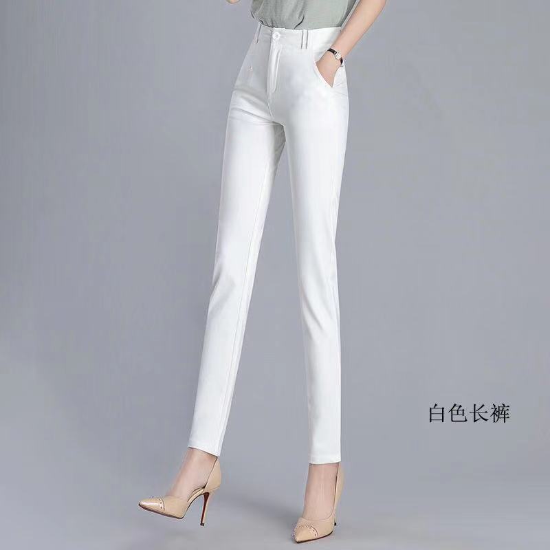 White Pants High Waist Slimming 2024 Spring, Summer and Autumn New Cropped Straight Ankle-Tied Pants Casual Loose Suit Pants Women